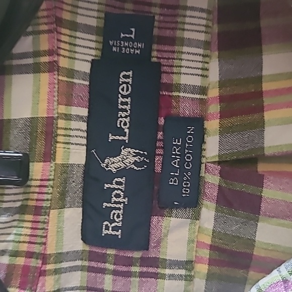Vintage Polo Ralph Lauren Blaire Classic Fit Plaid Oxford 100% Cotton Shirt Sz L - Picture 4 of 5